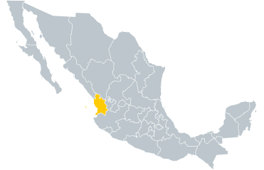 Nayarit Highlighted on a map of Mexico